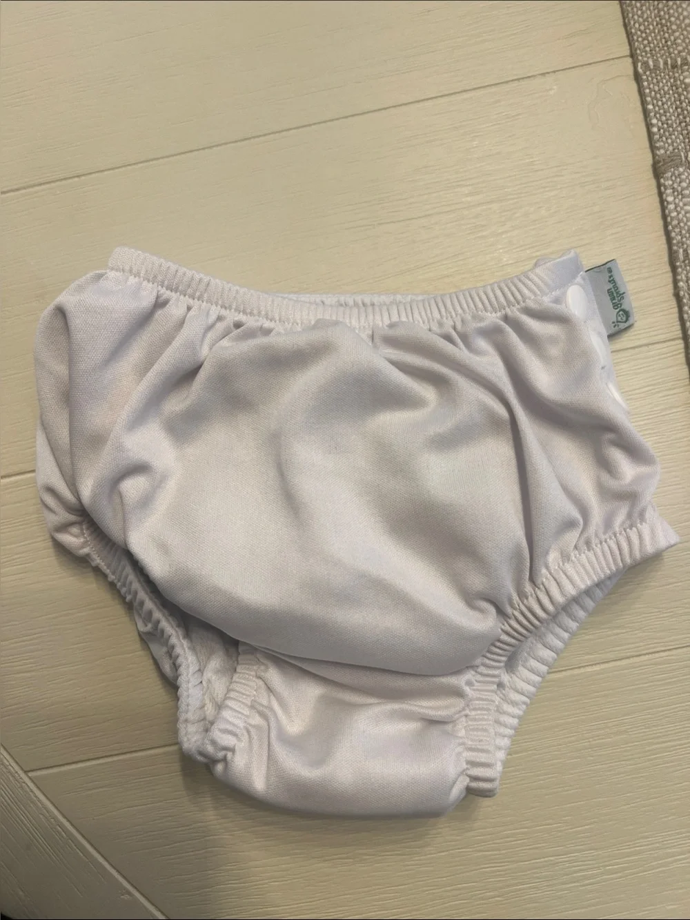 White Reusable Swim/Diaper Cover with Elastic Waistband
